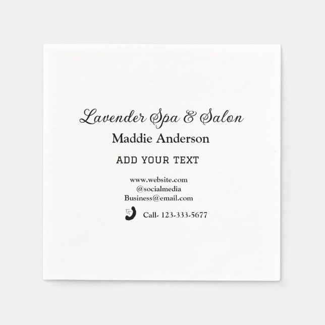 travel spa salon guest information vacation beach  napkins (Front)