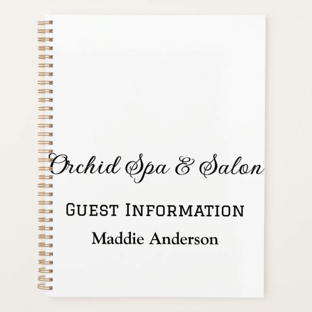 travel spa salon guest information vacation beach  planner (Front)