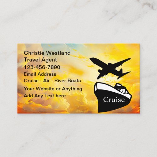 Travel Specialist And Agent Sunset Business Cards