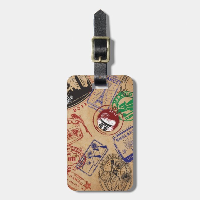 Travel Stamps Luggage Tag (Front Vertical)