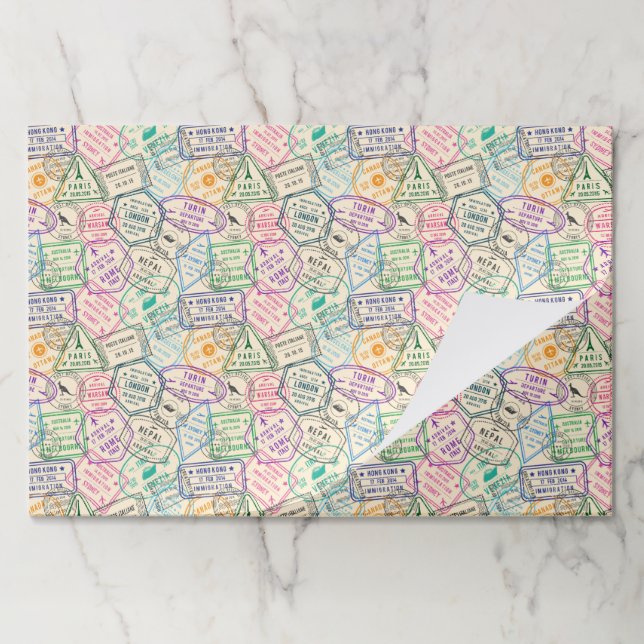 Travel Stamps Paper Placemats (Folded)