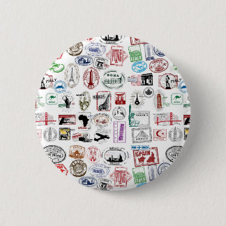 Travel Stamps Pattern Button