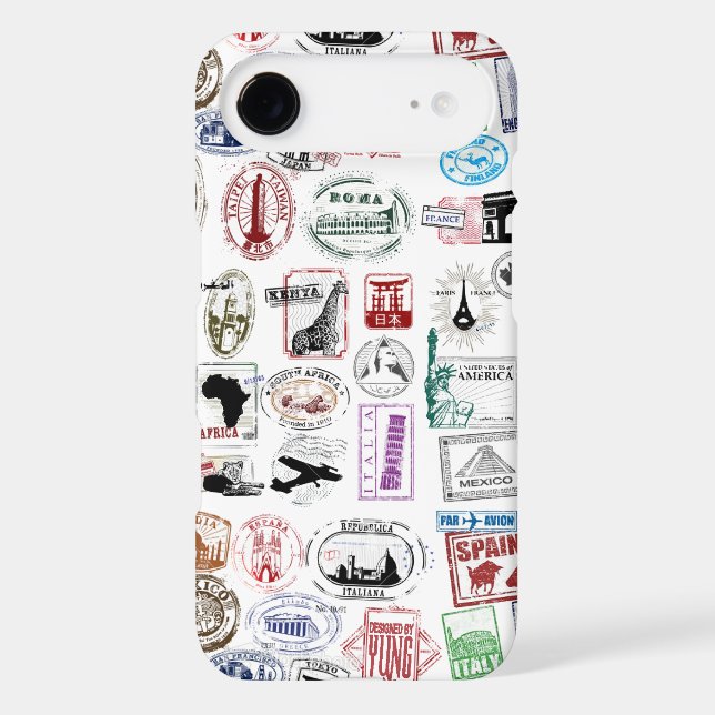Travel Stamps Pattern Phone Case (Back)