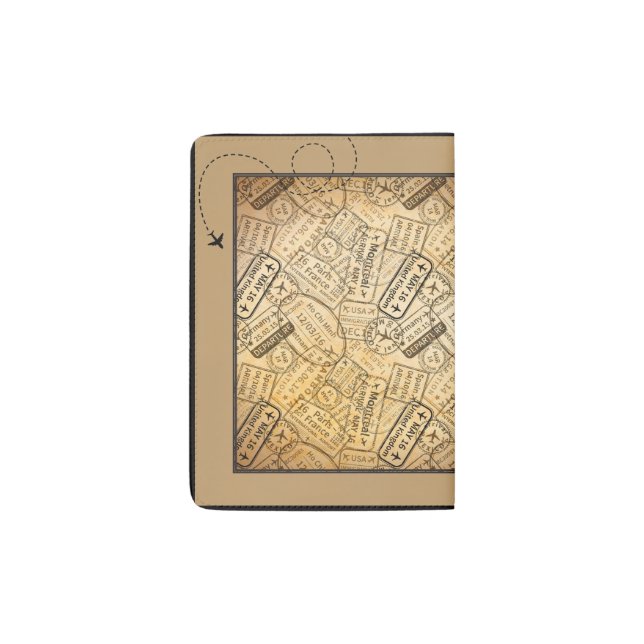 Travel Stamps Seamless Pattern Passport Holder (Back)