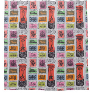 Travel Stamps Shower Curtain