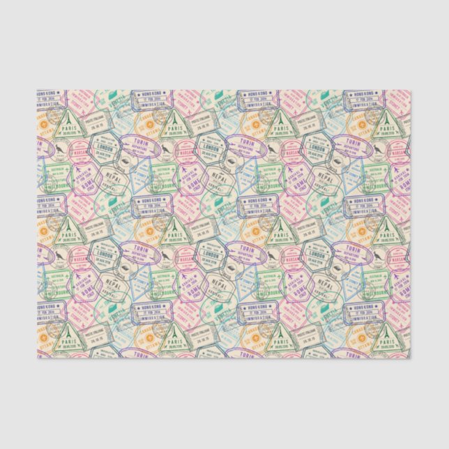 Travel Stamps Tissue Paper (Front)