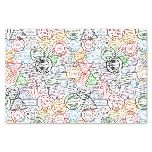Travel Stamps  Tissue Paper