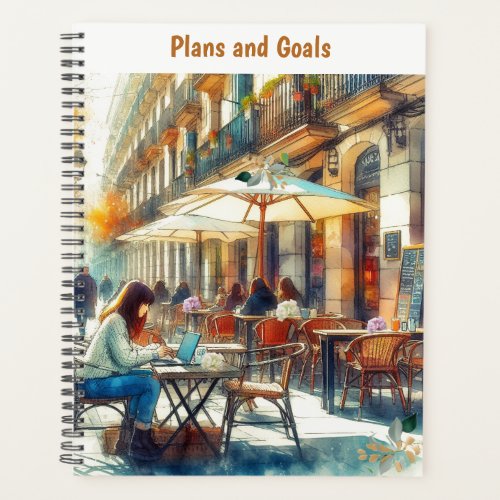 Travel Student at Outdoor Cafe Plans and Goals Planner
