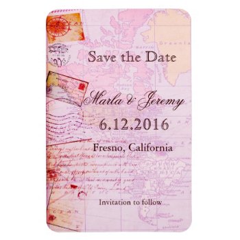 Travel Style Save The Date Magnet by perfectwedding at Zazzle