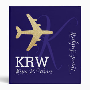 Travel Subjects Airplane Modern Blue 3 Ring Binder