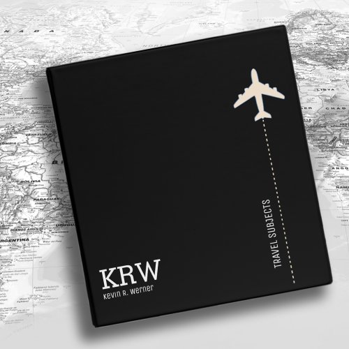 Travel Subjects Black and White Modern 3 Ring Binder