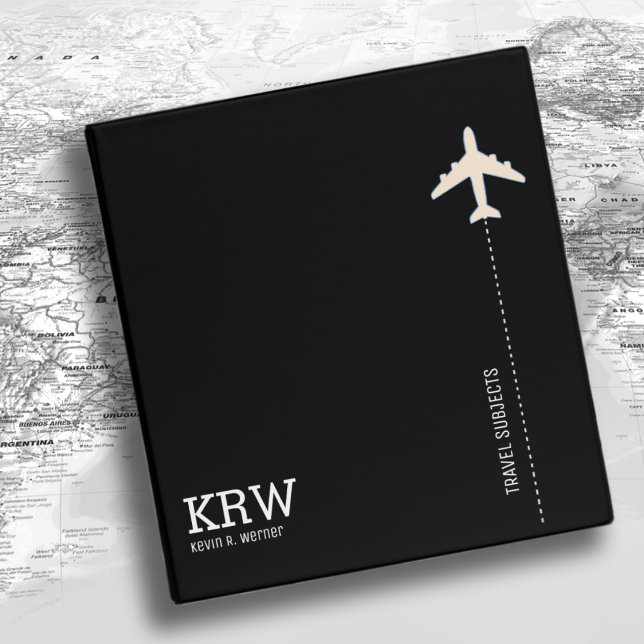Travel Subjects Black and White Modern 3 Ring Binder (Creator Uploaded)