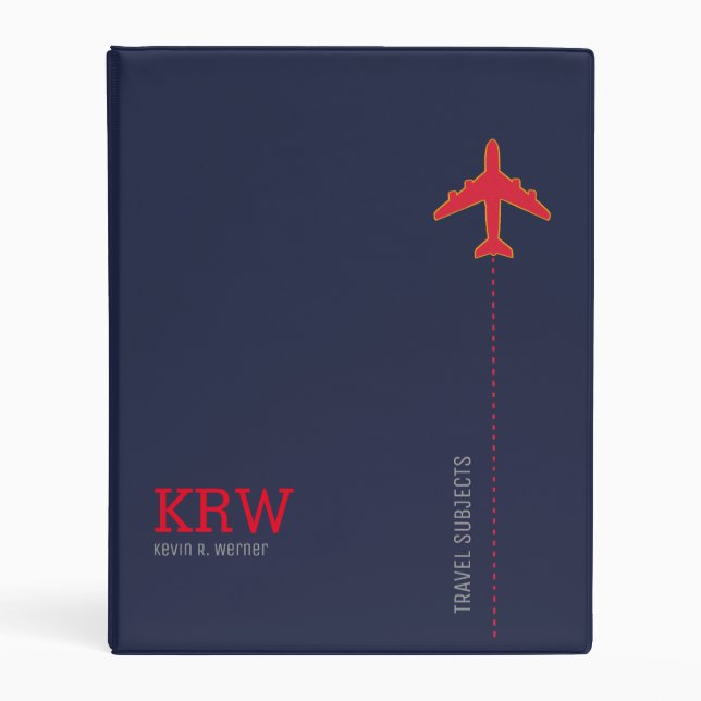 Travel subjects blue and red personalized mini binder (Front)