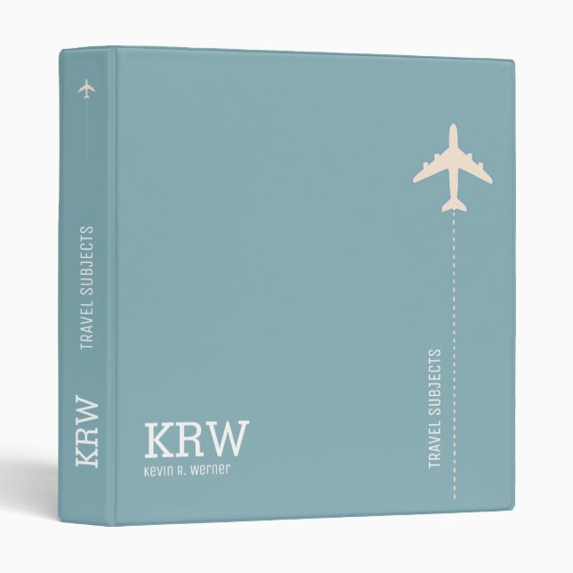 Travel Subjects Grayish Blue Modern 3 Ring Binder (Front/Spine)