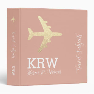 Travel Subjects Modern Dusty Pink 3 Ring Binder