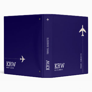Travel Subjects Modern Navy Blue 3 Ring Binder