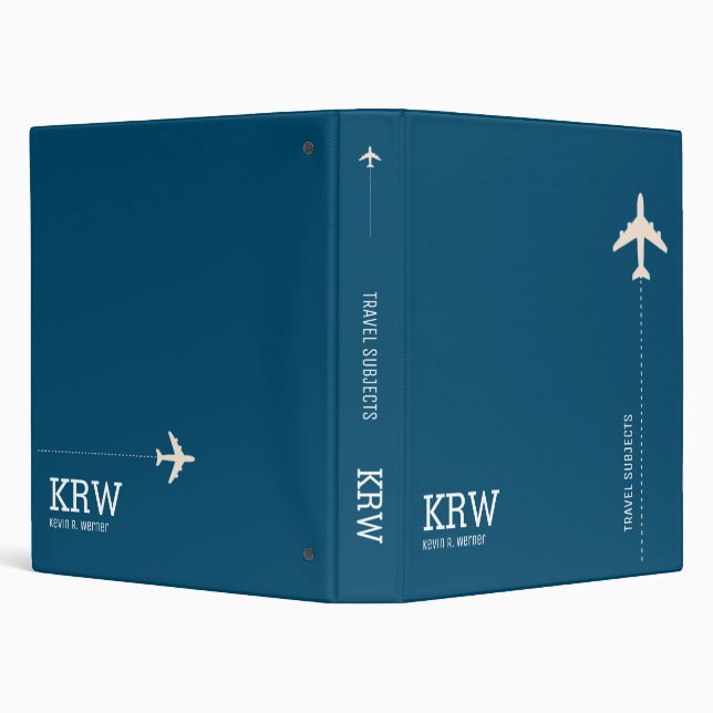 Travel Subjects Modern Ocean-Blue 3 Ring Binder (Background)