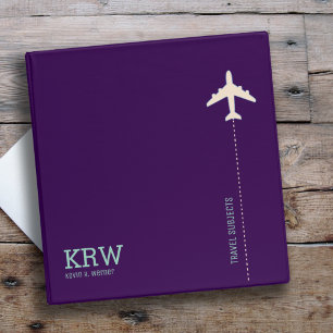 Travel Subjects Modern Purple Binder with Airplane