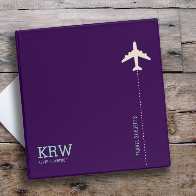 Travel Subjects Modern Purple Binder with Airplane (Creator Uploaded)