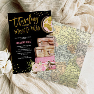 Travel Suitcase Bridal Shower Around the World Invitation
