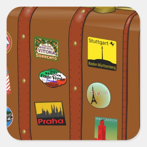 Travel Suitcase Square Sticker