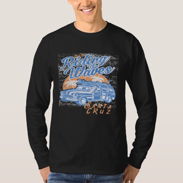 Travel Surf Santa Cruz Cool Woodie Wagon Retro Vin T-Shirt (Front)