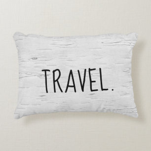 TRAVEL Text On Birch Tree  Accent Pillow