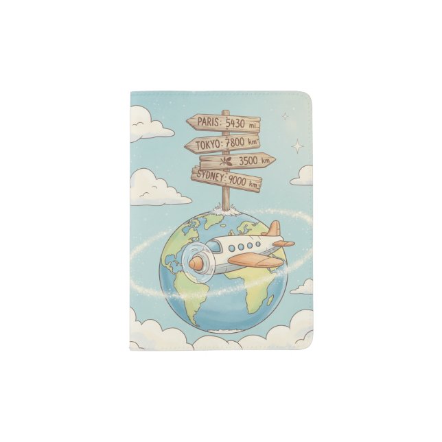 Travel the globe - Airplane  Passport Holder (Front)