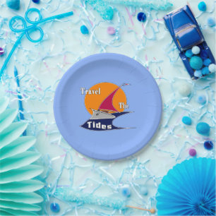 Travel the tides paper plates