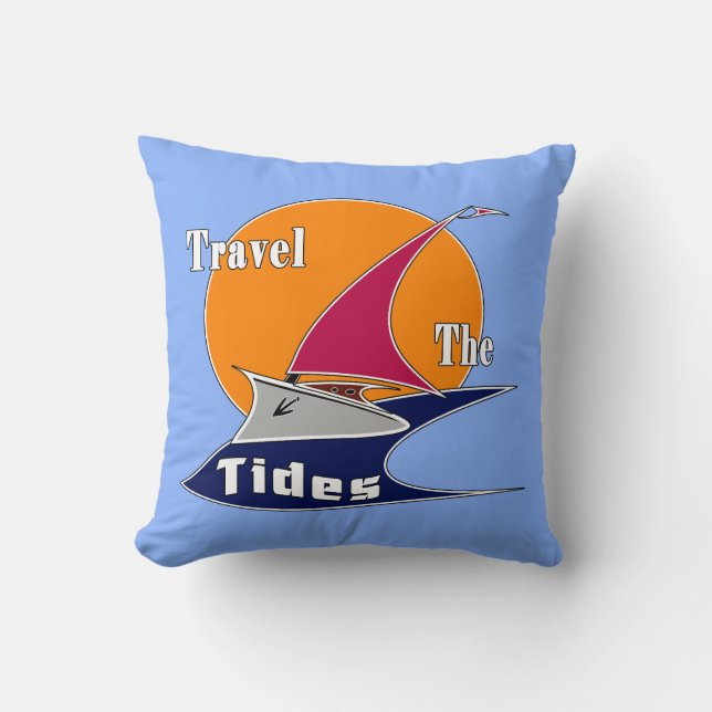 Travel the tides  throw pillow (Front)