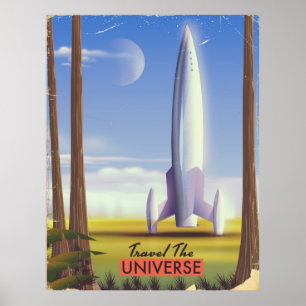 Travel the Universe retro space art. Poster