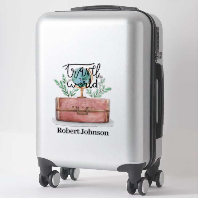 Travel the world add name sticker (Suitcase)