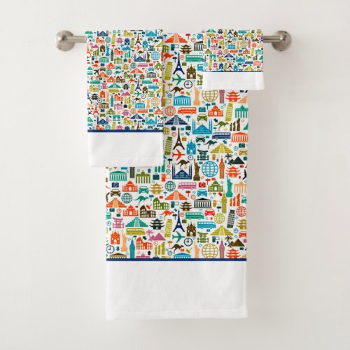 Travel the world bath towel set