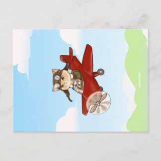 Travel the World Charlie the Cat on Airplane Postcard