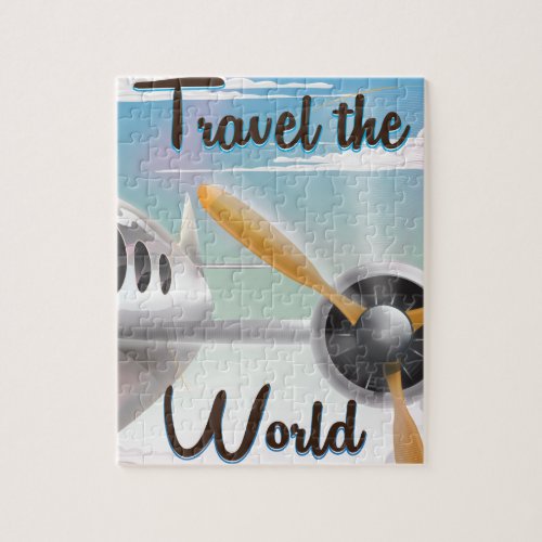 Travel the World Classic airplane poster Jigsaw Puzzle