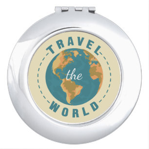 Travel the world Earth Vacation Map Retro Globe Compact Mirror
