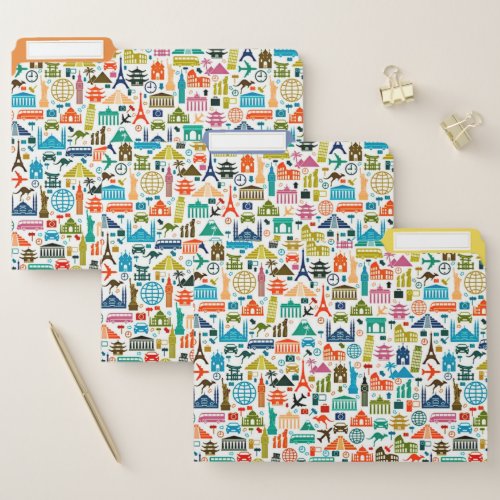 Travel the world file folder