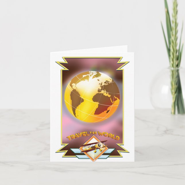 Travel the World Golden Globe Holiday Card (Front)
