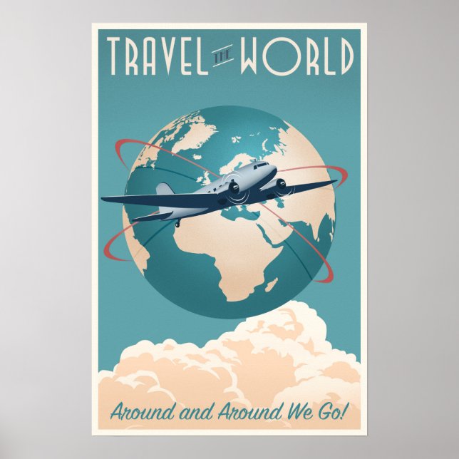 Travel the World - in vintage style Poster (Front)