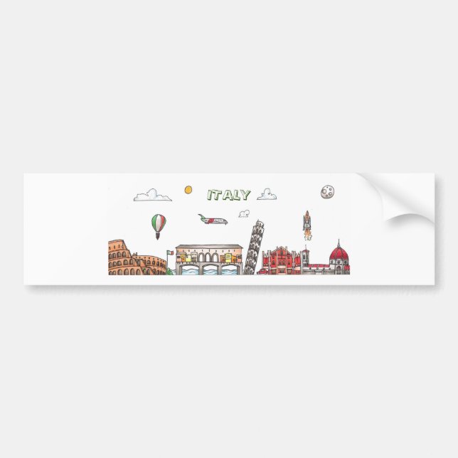 Travel the World - Italy Bumper Sticker (Front)