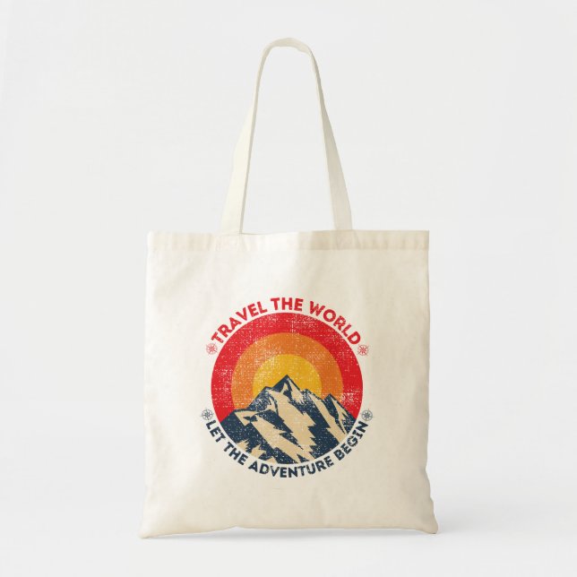 travel the world let the adventure begin traveling tote bag (Front)