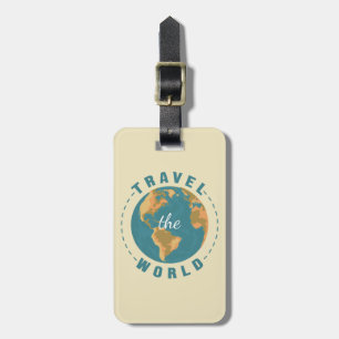 Travel the world Vintage Globe Vacation Earth Map  Luggage Tag