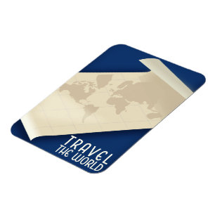 Travel the World vintage style travel poster Magnet