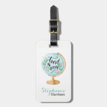 Travel the World Watercolor Luggage Tag