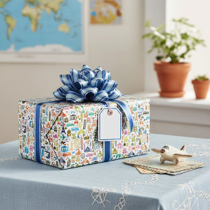 Travel the world wrapping paper
