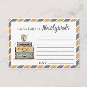 Travel theme Advice for the newlyweds yellow gray Enclosure Card