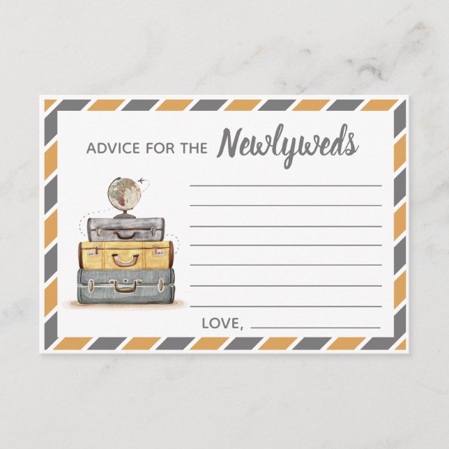 Travel theme Advice for the newlyweds yellow gray Enclosure Card (Front)