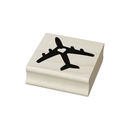 Travel Theme Airplane Heart Destination Wedding Rubber Stamp