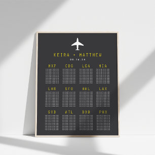 Travel Theme Airport Code Wedding Seating Chart