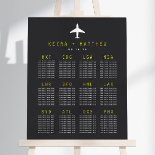 Travel Theme Airport Code Wedding Seating Chart Foam Board